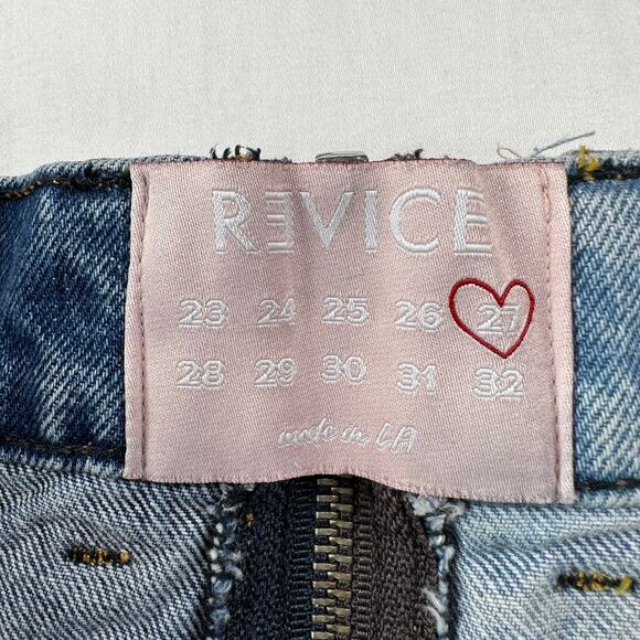 REVICE Jeans Womens 27 Blue Ying Yang Zipper Two Tone Crop Denim High Rise USA - Picture 3 of 12